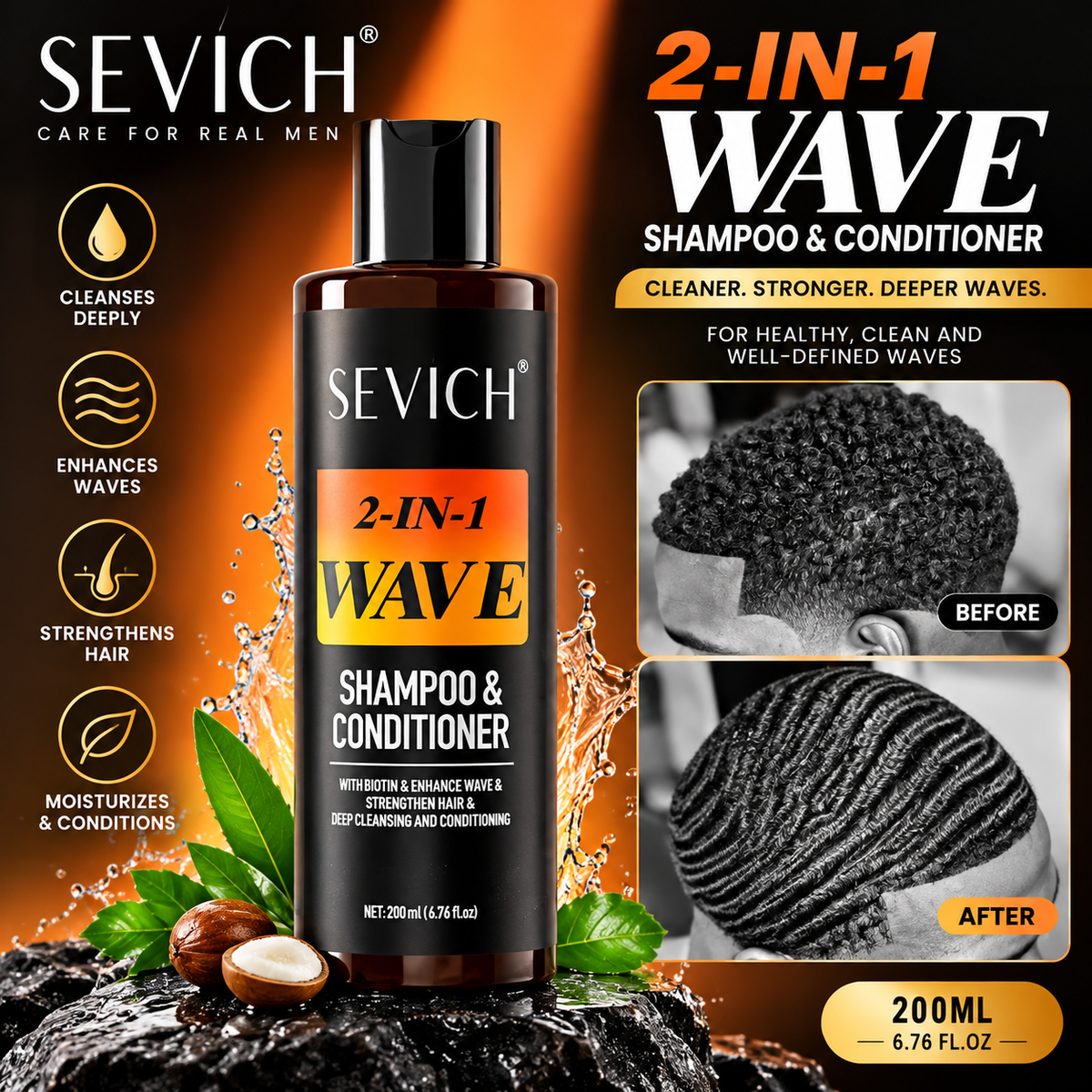 WaveMaster™ 2-in-1 Wave Shampoo & Conditioner – 200ml