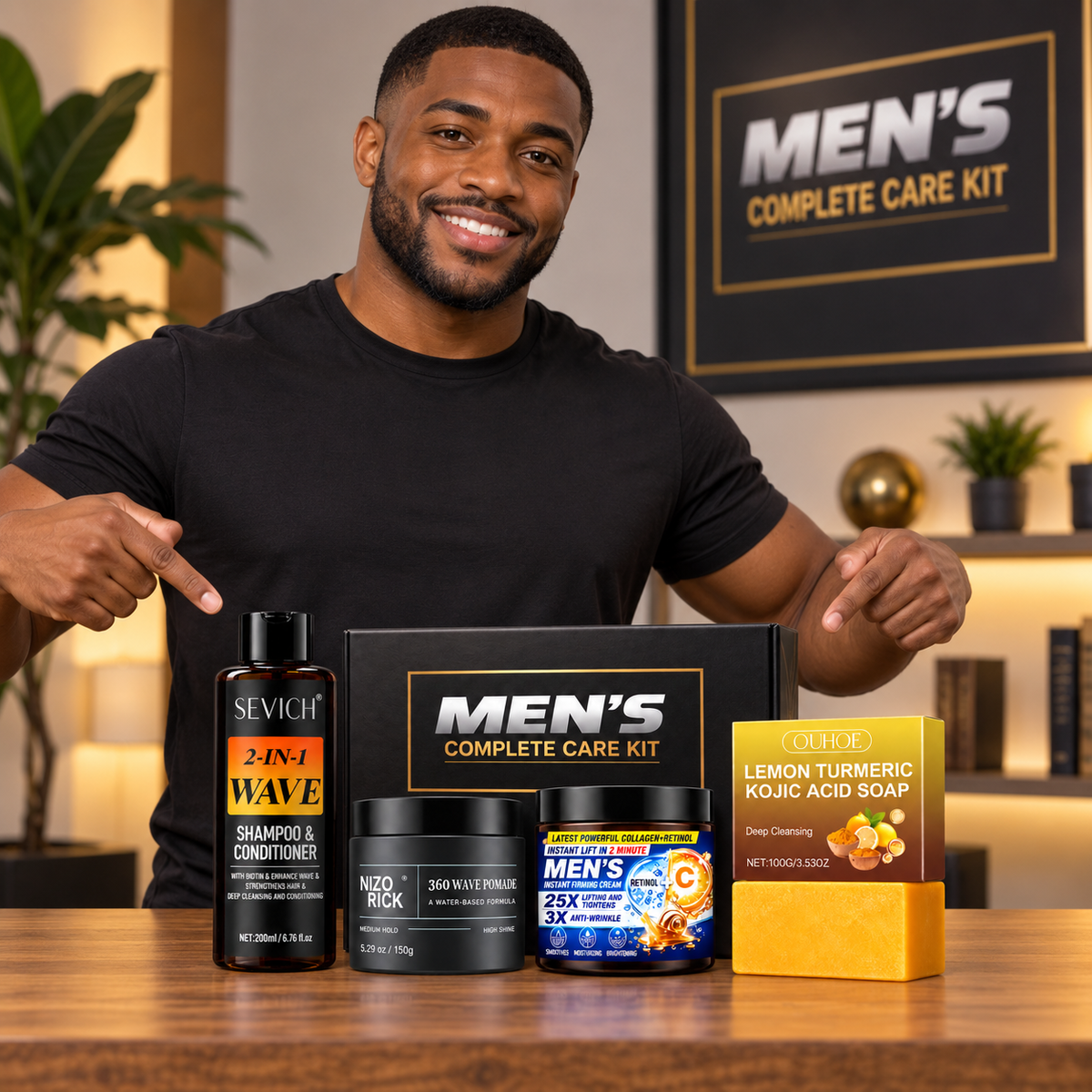 Men’s Complete Care Kit – Hair, Skin & Wave Grooming Set